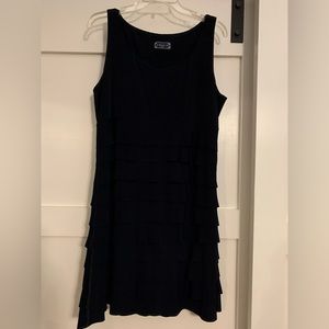 Italian made dress, Navy Blue sleeveless with a tiered bottom.